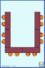 U meeting style set up in lecture hall (12-30 chairs)